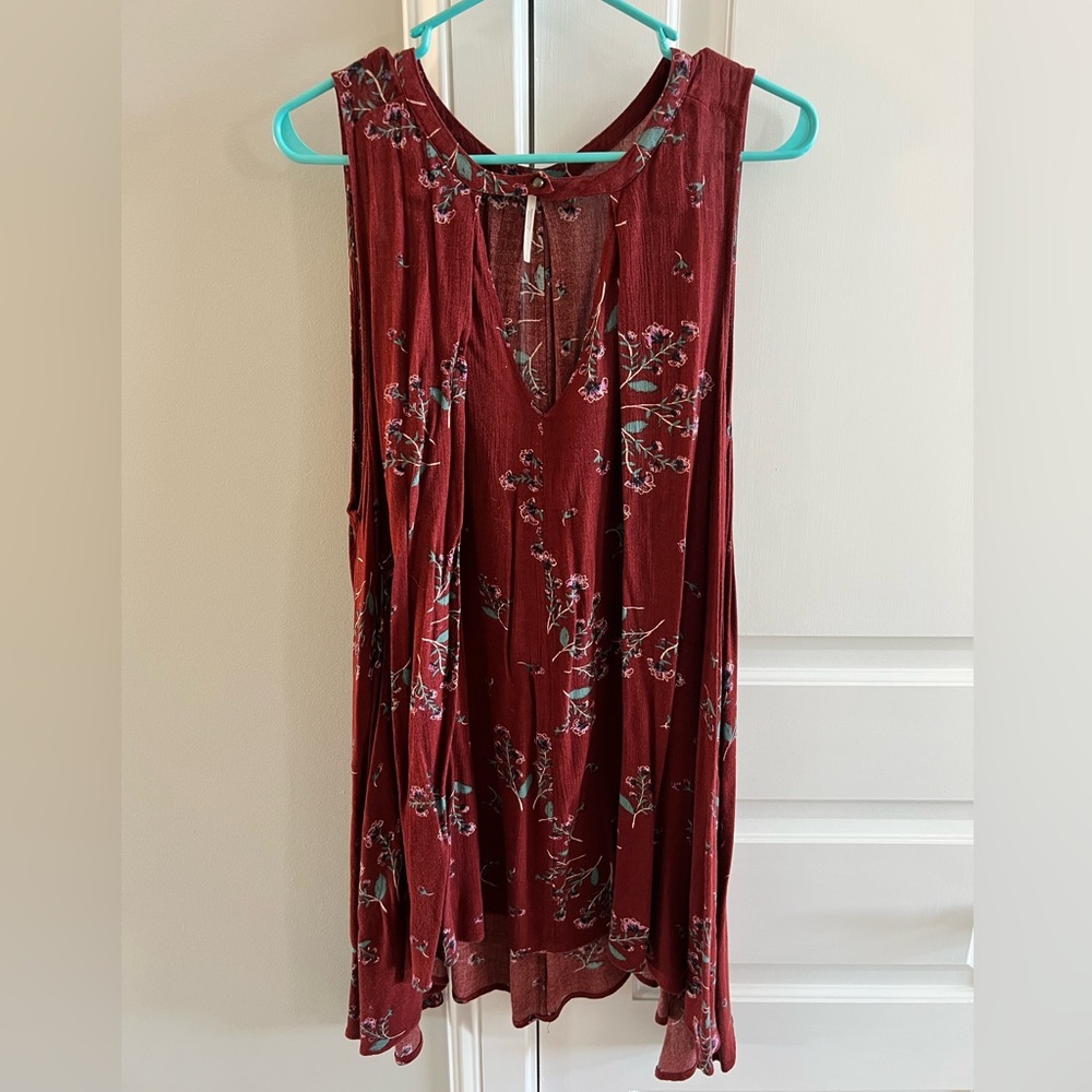 Free People Long Flowy Floral Top- Gently Work Large